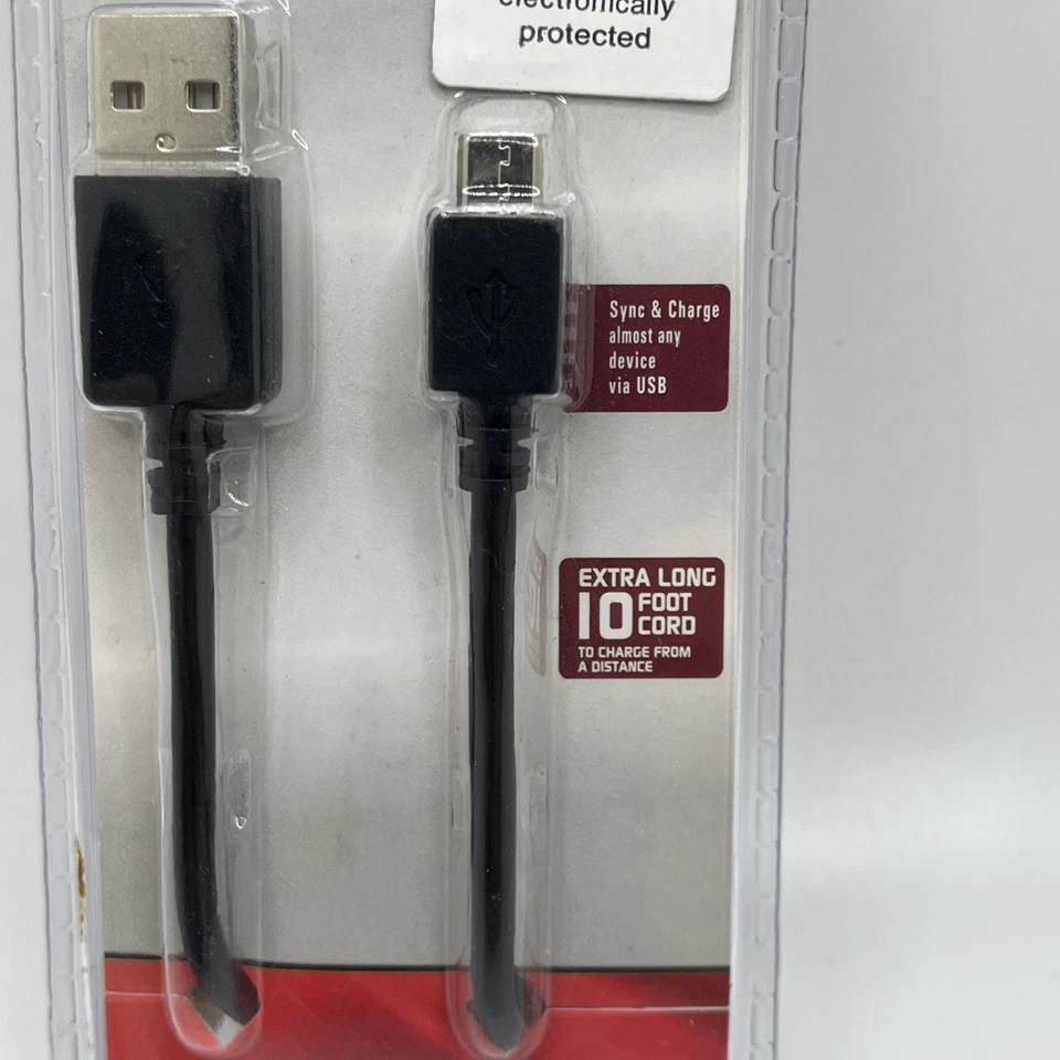 Wireless Gear Micro USB Sync & Charge Cable 10ft Black G0287 Brand New Sealed - Image 2 of 4