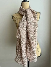 Express Leopard Print Shimmer Rectangle Scarf