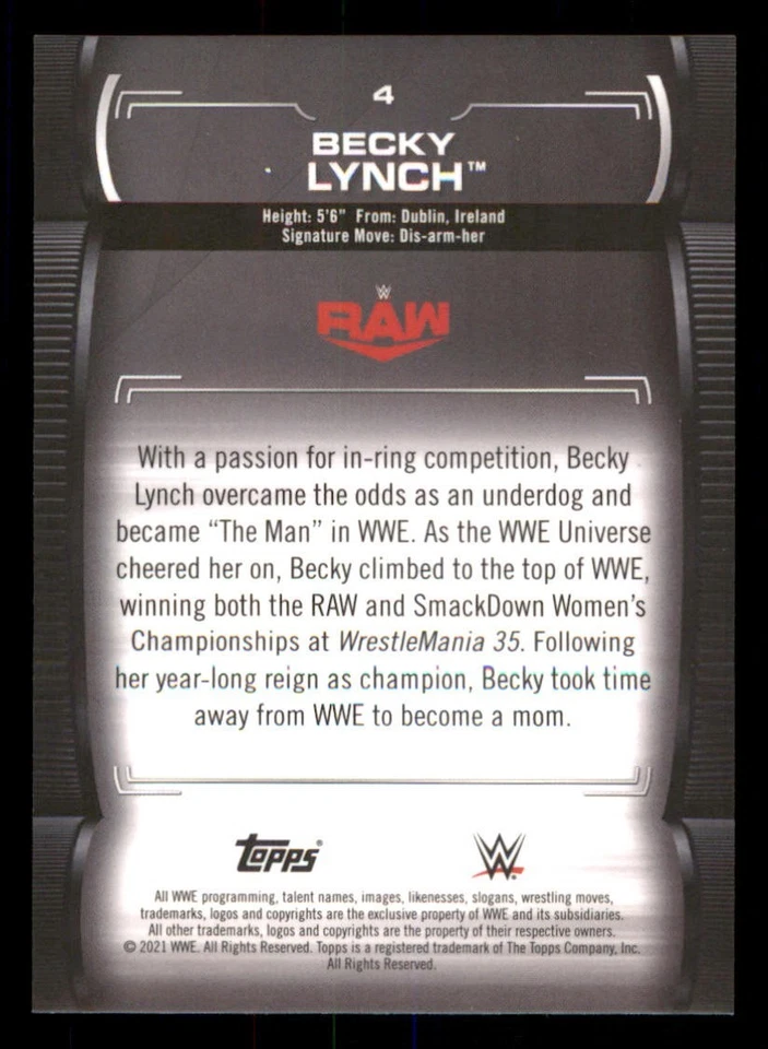 2021 Topps WWE Undisputed #4 Becky Lynch - Image 2 of 2