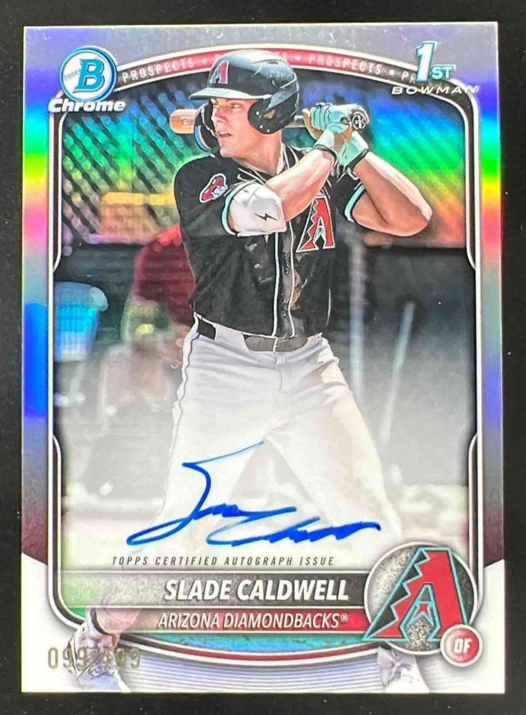 2025 Bowman Chrome Autographs Refractor #CPA-SC Slade Caldwell RC Auto /499