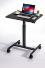Compact Black Rolling Standing Desk with Lockable Wheels & Height Adjustment