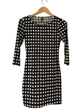 Love Culture Size S Black & White Geometric Tile Print Bodycon Dress 3/4 Sleeve