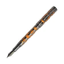 Conklin Endura Deco Crest Fountain Pen in Orange with Gunmetal Trim - Omniflex
