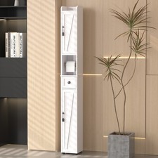 67"Tall Bathroom Cabinet w/Adjustable Shelves,Toilet Paper Rod, 2 Magnetic Doors