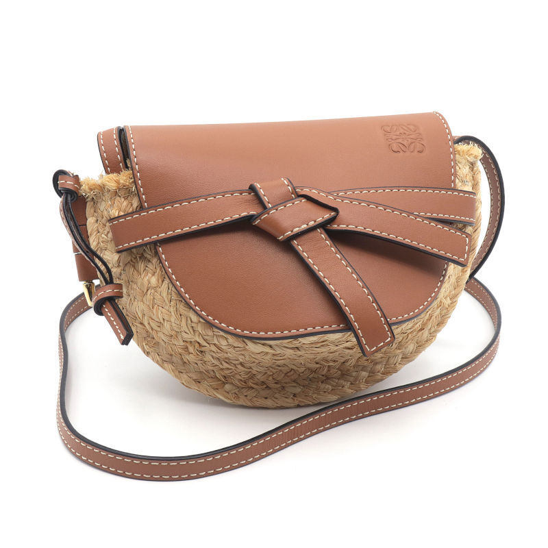 LOEWE gate bag mini Calf leather raffia bg14229 | eBay
