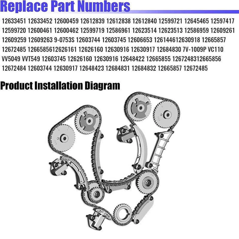 Kit de cadena de distribución para Chevrolet Camaro 2010-2015 3,6 L V6 DOHC 12626161 12633452 Foto 3 de 4