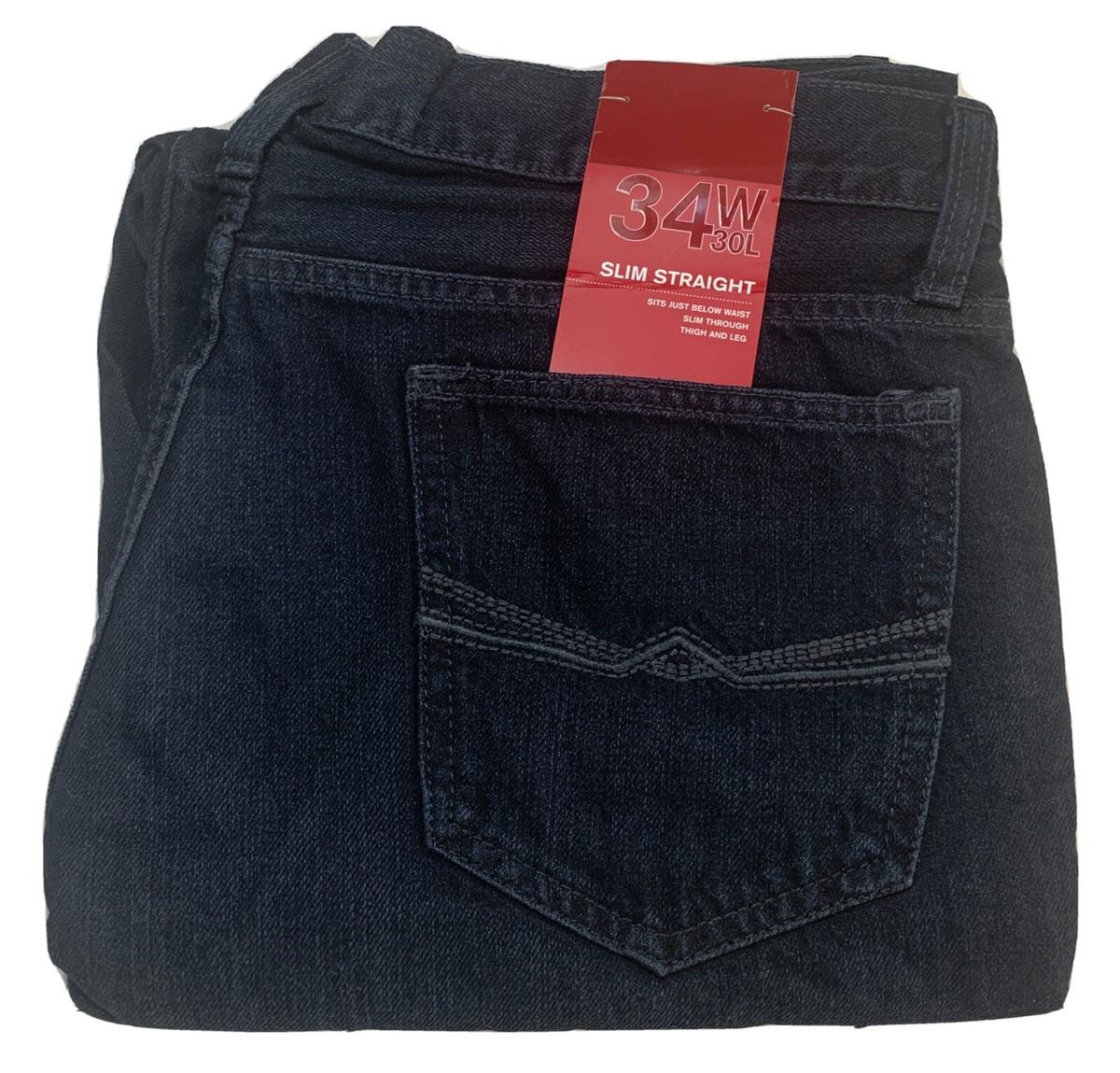 Alfani Men's Jeans 34W X30L Dark Blue Slim Straight Slim Tight And