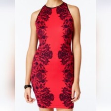 NWT B DARLIN Elegant Red and Black Lace Dress