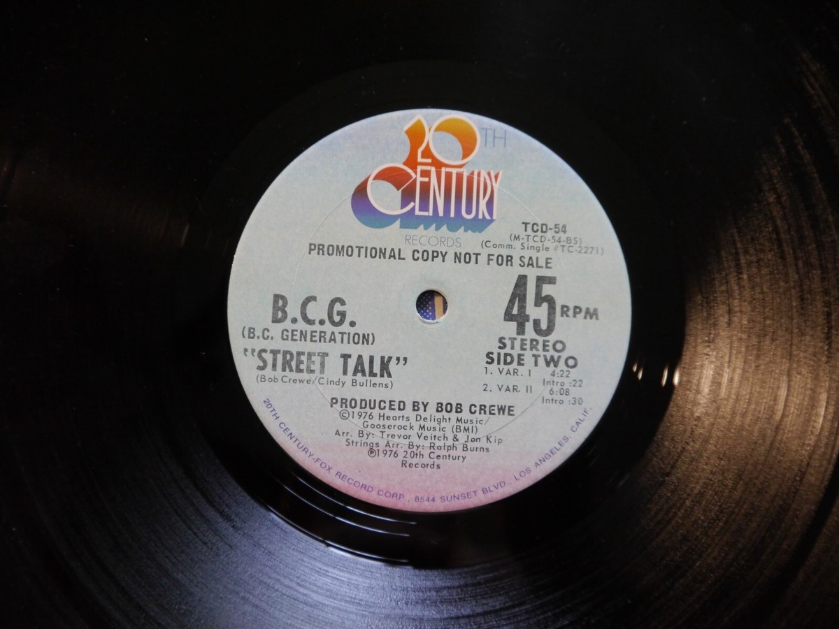B.C.G.- street talk 20TH FOX VINYL 12