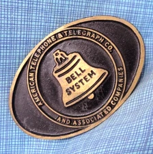 Bell System Promo Belt Buckle American Telephone Telegraph Vtg DynaBuckle.NOX001