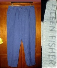  EILEEN FISHER  Blue Linen blend pockets Oversized Trousers PANTS size M
