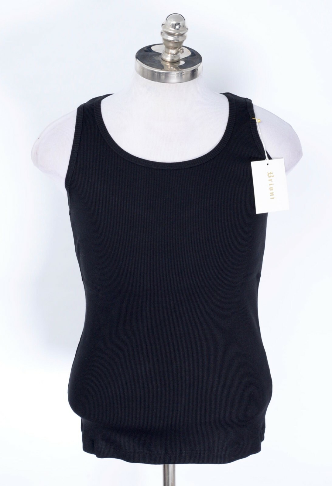 NWT BRIONI однотонная черная майка в рубчик из 100 хлопка повседневная майка под рубашку XS 15590₽