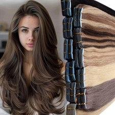 Russian Full Thick Tape In Stick Human Hair Extensions Real Remy Skin Weft/Braun