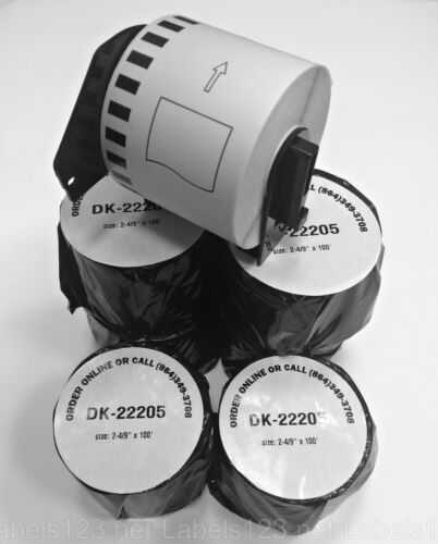 6 Rolls- Labels123 Brand-Compatible DK-2205 Brother Continuous Labels + 1 Frame - Picture 1 of 5
