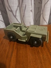 Vintage Army Jeep Tim Mee Toys Green Plastic Truck 5" Military Vehicle U.S.A.