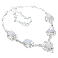 Rainbow Moonstone Gemstone Handmade 925 Sterling Silver Jewelry Necklace Sz 18"