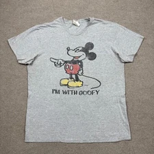 Mickey Mouse Mens Shirt Gray Large L Short Sleeve Tee Junk Food x Disney Adults