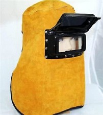 Máscara de soldadura de cuero de vaca ignífuga casco protección facial capucha tapa de soldadura