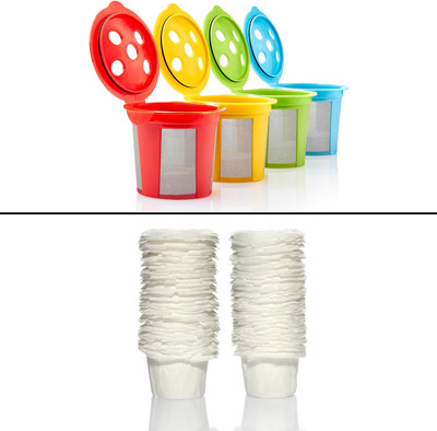 4 Reusable K Cups and 100 Disposable Paper Filters for Keurig K Supreme, K Supre