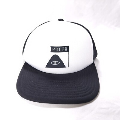 Poler Summit Trucker Hat Cap Snap Back Black White Adjustable Camp Vibes Outdoor