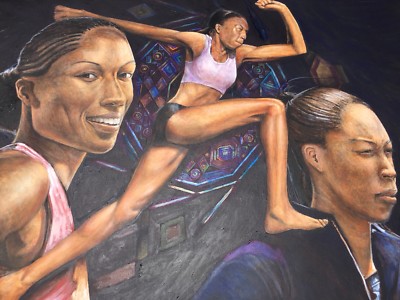 Allyson Felix Painting ” 52”x72” Acrylic On Canvas Painting