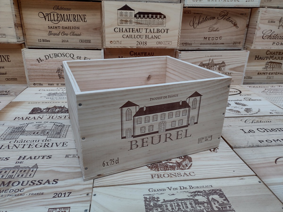 Wine Box Crate. Wooden. 6 bottle size. French, Genuine, Storage