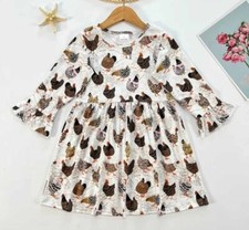 NWOT GIRLS ROOSTER CHICKEN DRESS W/RUFFLED LS - 4,5  6Y SEE SIZE GUIDE 