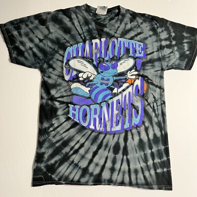 VTG Junk Food Charlotte Hornets Shirt Mens Black Tie Dye Basketball NBA  Sz M