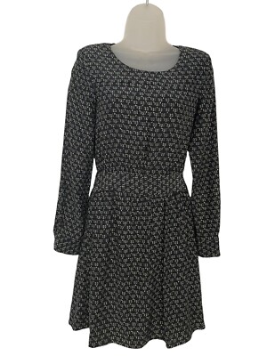 Theory Woman s Carmedy Silk Long Sleeve Fit and Flare Dress Size O Black Dress