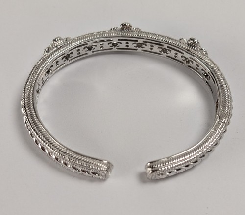 Judith Ripka Sterling Redonall Hinge Pink Opal Bracelet Sz 7 - Picture 5 of 6