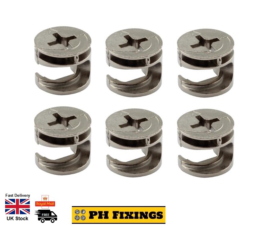 Small LOCKING CAM BOLTS Metal Fixings Locks 12mm x10mm Flat Packed