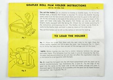 197111 Graflex 120 Roll Film Holder Genuine Original Manual Instruction Sheet