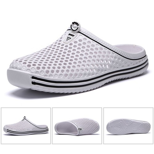 Womens Mens Slip On Slippers Hollow Beach Sandals Clogs Garden Casual Flat Shoes - Picture 3 of 17