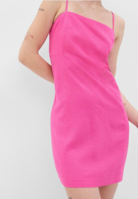 GAP Linen Blend Mini Dress Barbie Pink M NEW! $70 | eBay