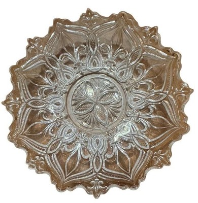 Bryce Clear Glass Arched Fleur De Lis Centerpiece Bowl 9
