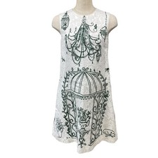 Dolce & Gabbana Sleeveless Jacquard Dress White Green Size 36 F6C4T