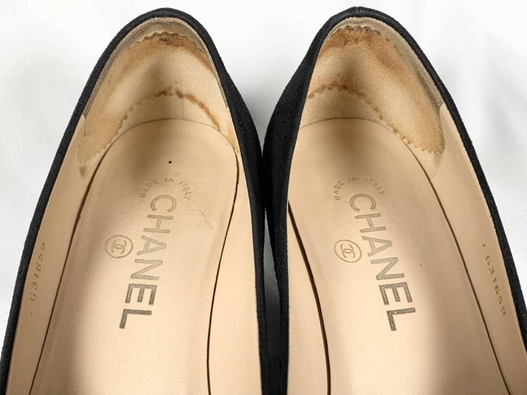 Chanel Pumps Shoes Coco Mark Black x Gold Suede Size 36 US About 6 For Women thumbnail 21