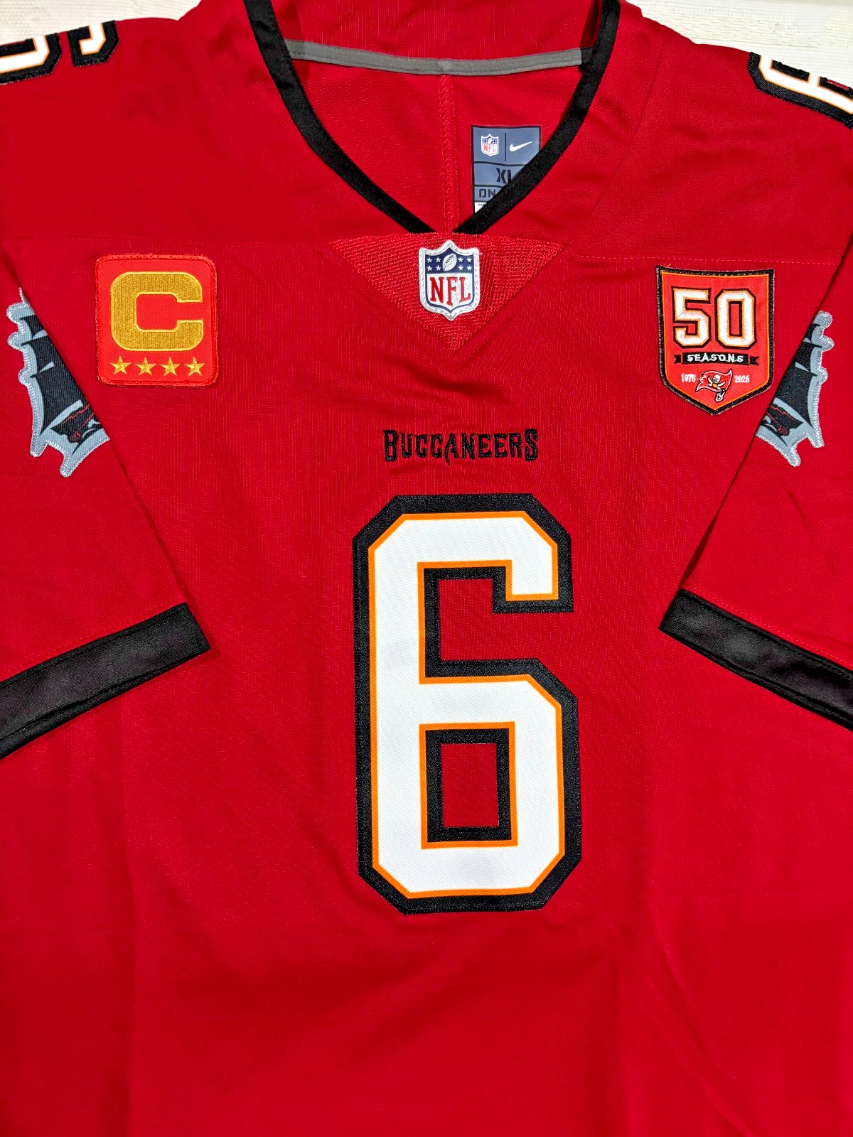 XL Baker Mayfield #6 Red Vapor Jersey Tampa Bay Buccaneers