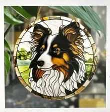 SHELTIE COLLIE SUNCATCHER 7.9” ACRYLIC SHETLAND SHEEPDOG ART ORNAMENT GIFT NEW