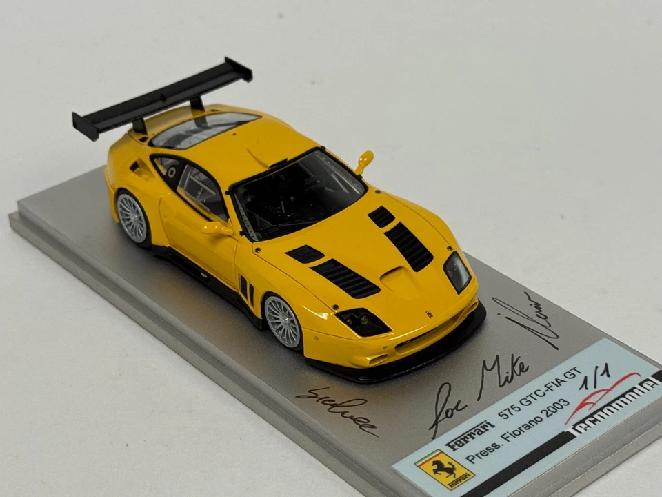1/43 Tecnomodel Ferrari 575 GTC FIA GT en Amarillo Firmado Único TLA 01B ABG332 Foto 4 de 4