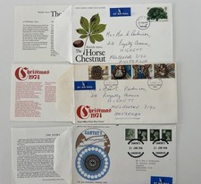 3 x 1974 FDC First Day Britain UK England Christmas Horse Chestnut Tree Cantat 2