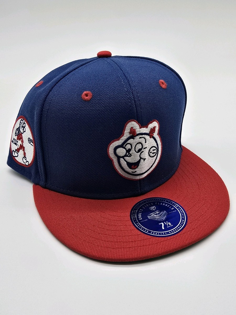 REDDY KILOWATT BASEBALL EFF DNA EBBETS FIELD BLUE RED FITTED HAT