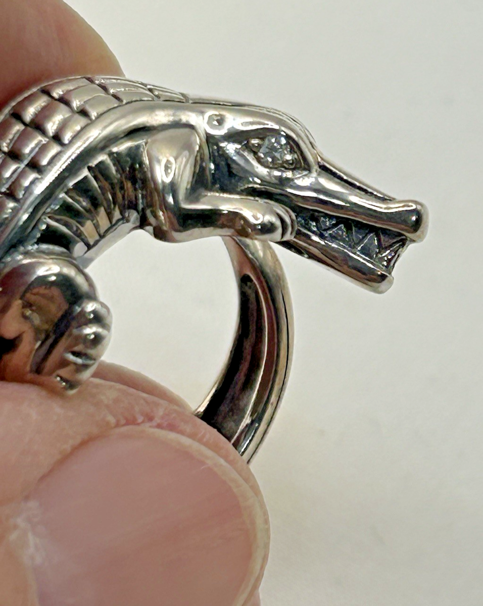 Barry Kieselstein Cord Diamond Eye Alligator Sterling Silver Ring