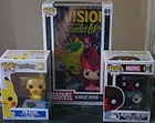 Funko Pop! Vinyl Lot 3 Exclusive Limited: Pikachu 842, Deadpool Bob Ross 319