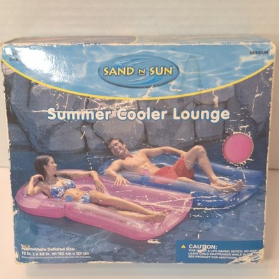 Vtg Sand And Sun Summer Cooler Lounge 72x50'' W/Cup Holder, Arm & Head Rests NOS