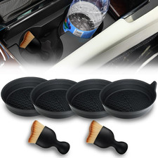 Car Cup Coasters, Silicone Cup Holder Insert 4 Pack with Auto Detail Brush 2