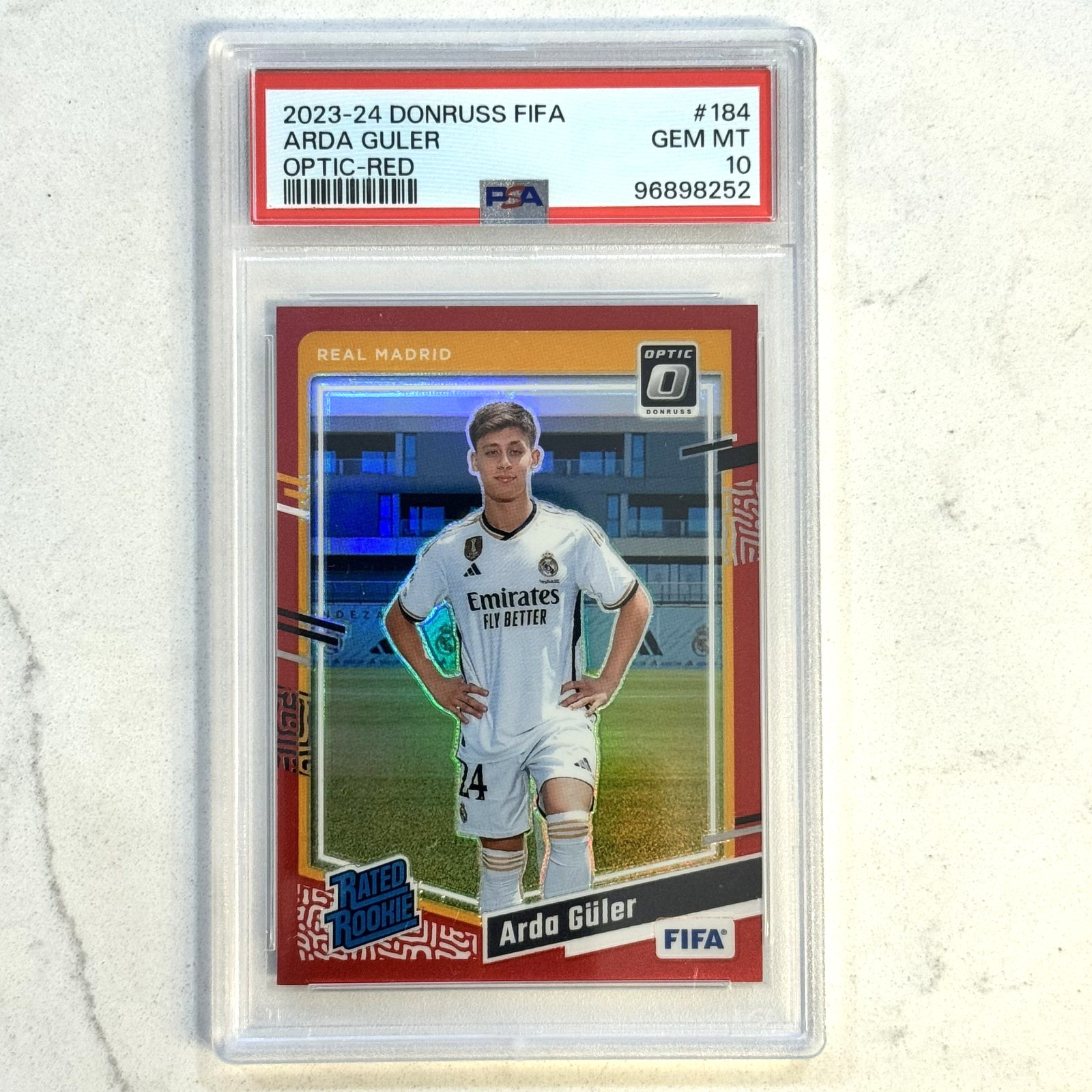 2023-24 Donruss Optic FIFA #184 Arda Guler Red Rated Rookie Rc /299 PSA 10