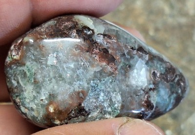 Polished Michigan Native Copper & Prehnite Nodule In Basalt Host Rock