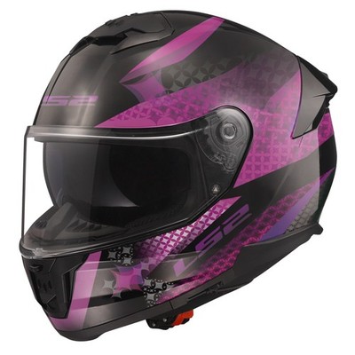LS2 Stream II Lux Full Face Motorcylce Helmet Matte Black Pink 2XL