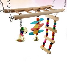 Pet Perch Wood Stand Toy Parrot Platform Bird Climbing Swing Ladder